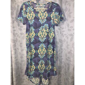 Lularoe Carly Geometric Patterned Short Sleeve Dress Multicolor Size S